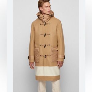 $1432 NWT BOSS Hugo Boss Striped Wool Duffle Coat Relaxed Fit Size DE48 /US38